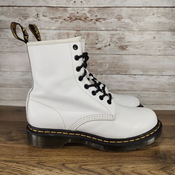 Dr. Martens Shoes - Dr. Martens Women’s 1460 White Patent Leather Lace Up Boots Size 9